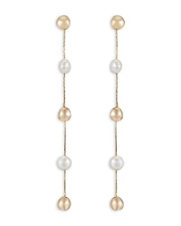 Bead & Cultured Freshwater Pearl Linear Drop Earrings in 18K Gold Plated