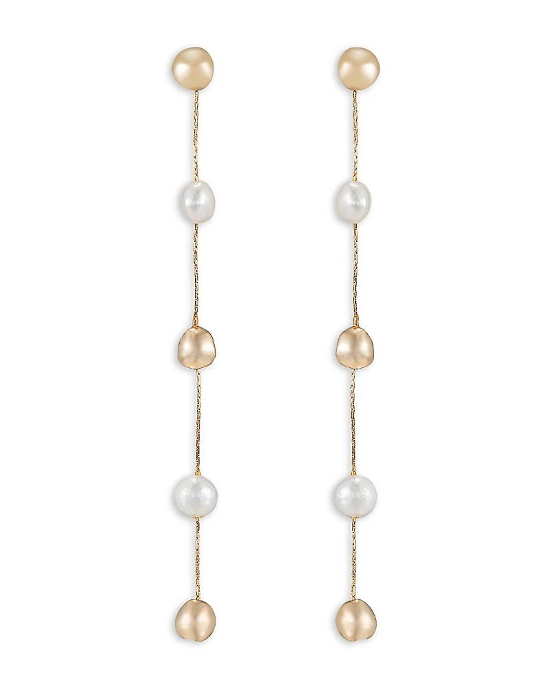 Ettika Bead & Cultured Freshwater Pearl Linear Drop Earrings
