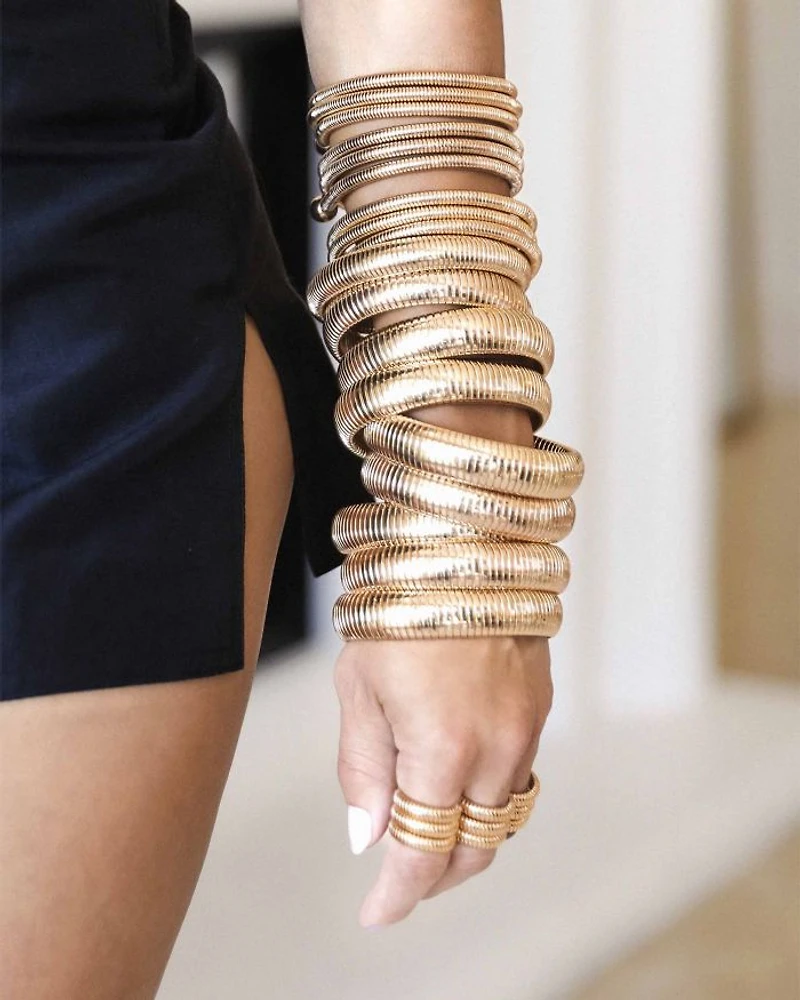 Golden Hour Stretch Bracelets 18K Gold Plated or Rhodium Plated, Set of 3