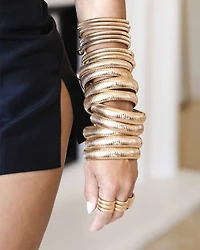 Golden Hour Stretch Bracelets 18K Gold Plated or Rhodium Plated, Set of 3