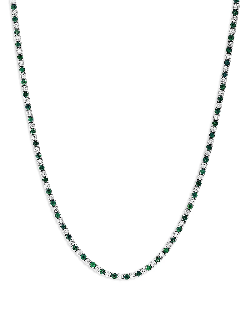 Bloomingdale's Fine Collection Emerald & Diamond Tennis Necklace
