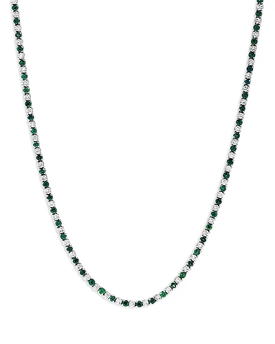 Bloomingdale's Fine Collection Emerald & Diamond Tennis Necklace