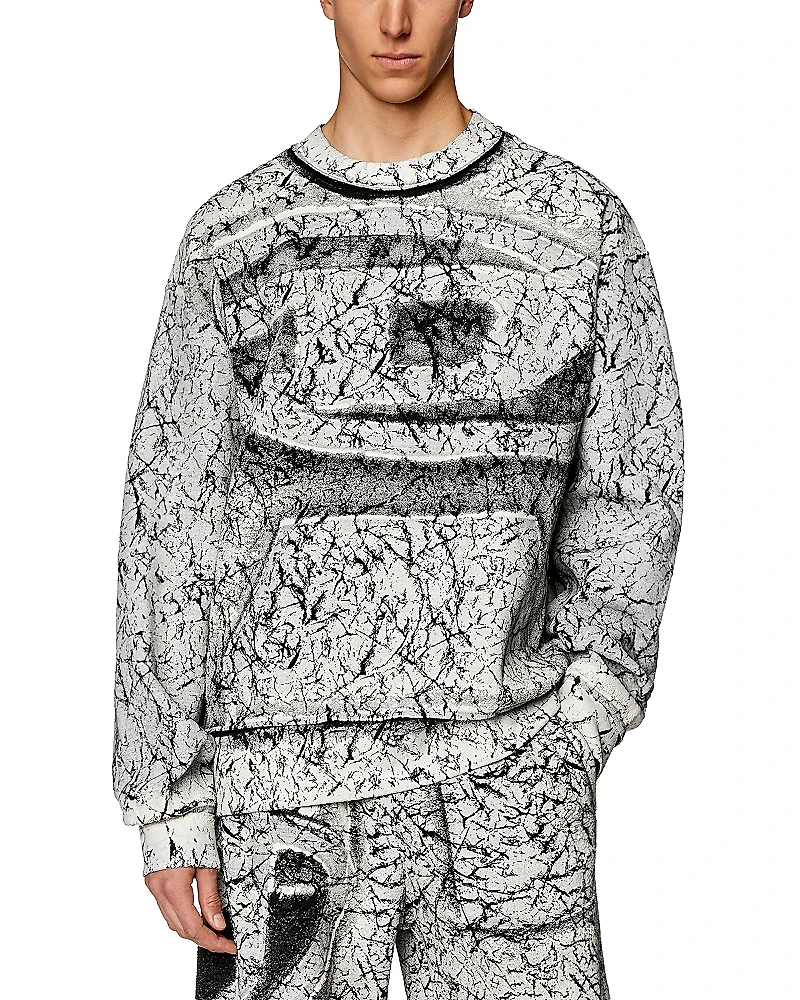Diesel S-Macoval Cotton Fleece Coated Logo Print Over