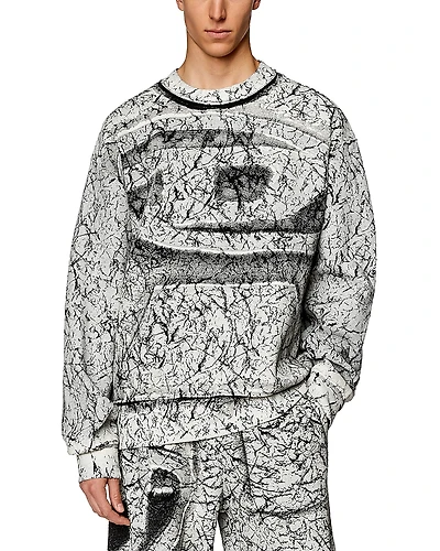 Diesel S-Macoval Cotton Fleece Coated Logo Print Over