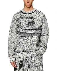 Diesel S-Macoval Cotton Fleece Coated Logo Print Over