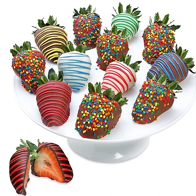 Chocolate Covered Company Premium Belgian Chocolate Covered Celebration Strawberries, 12 Piece