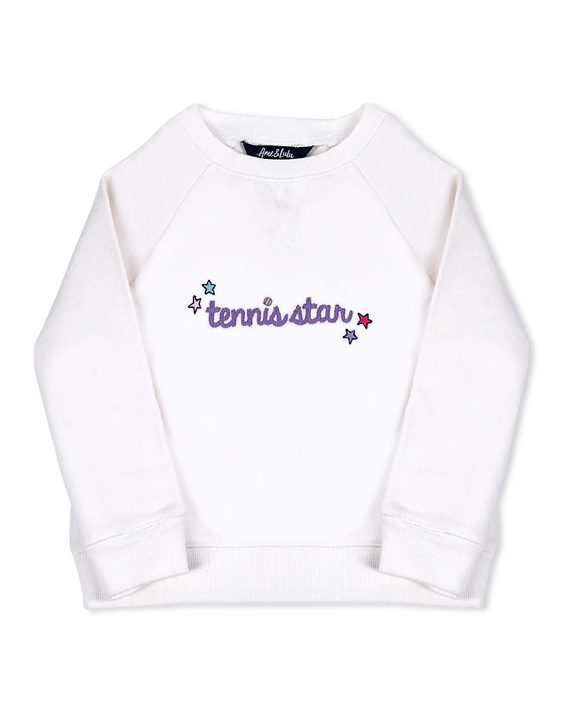 Ame & Lulu Unisex Tennis Star White Sweatshirt