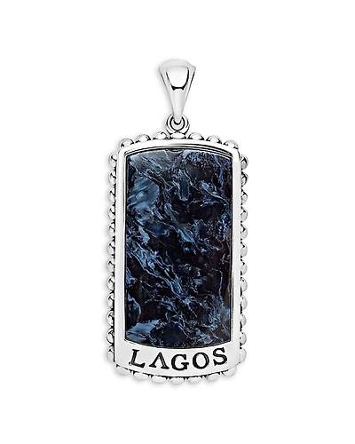 Lagos Men's Sterling Silver Anthem Pietersite Dog Tag Pendant - Exclusive