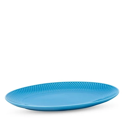 Lyngby Porcelain Rhombe Color Oval Serving Dish, Blue