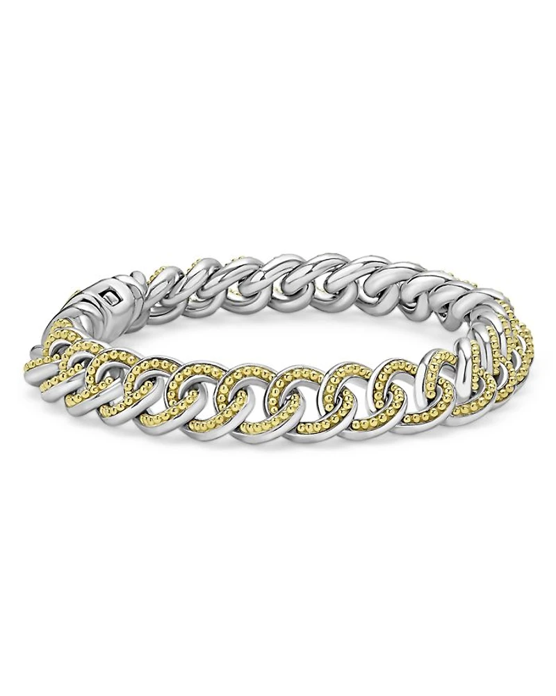 Men's 18K Yellow Gold & Sterling Silver Anthem Beaded Curb Link Bracelet - Exclusive