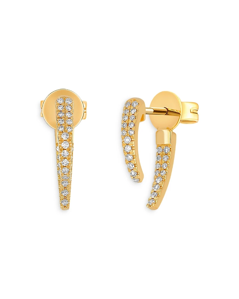 Ef Collection 14K Yellow Gold Diamond Front Back Earrings