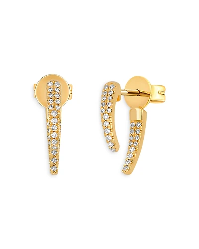Ef Collection 14K Yellow Gold Diamond Front Back Earrings