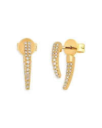Ef Collection 14K Yellow Gold Diamond Front Back Earrings