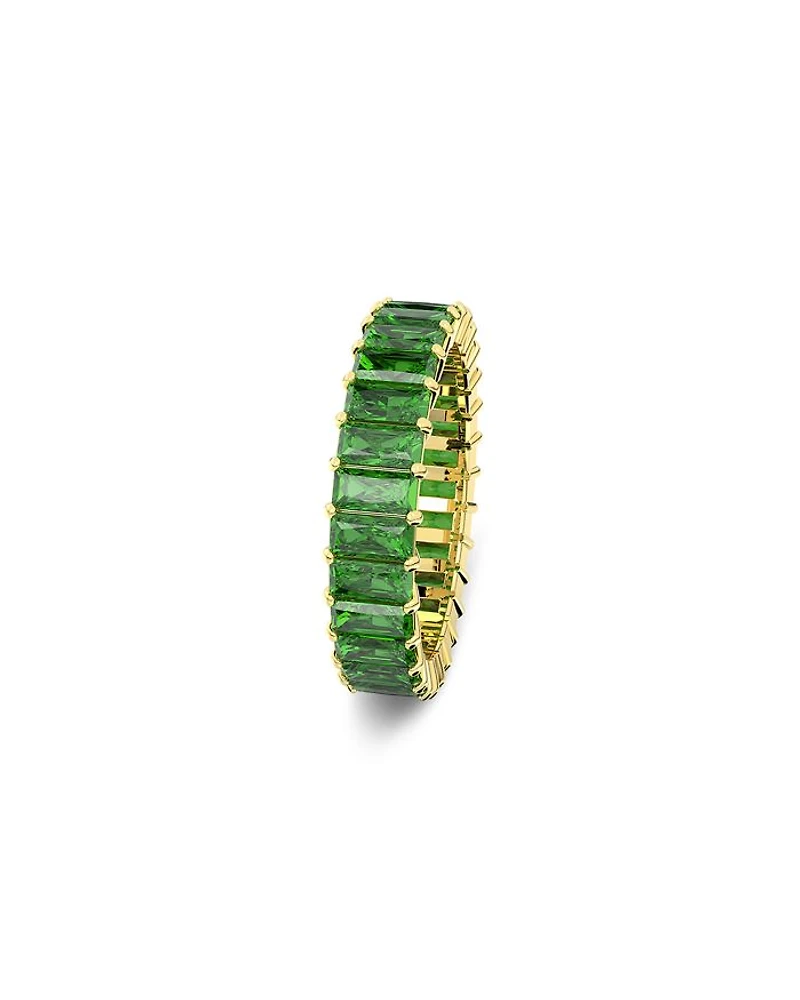 Matrix Green Baguette Crystal Stack Ring Gold Tone