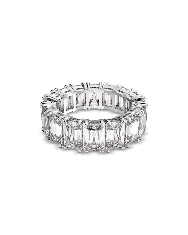 Matrix Rectangle Cut Ring Rhodium Plated