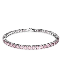 Matrix Pink Crystal Extra Large Tennis Bracelet in Rhodium Plated
