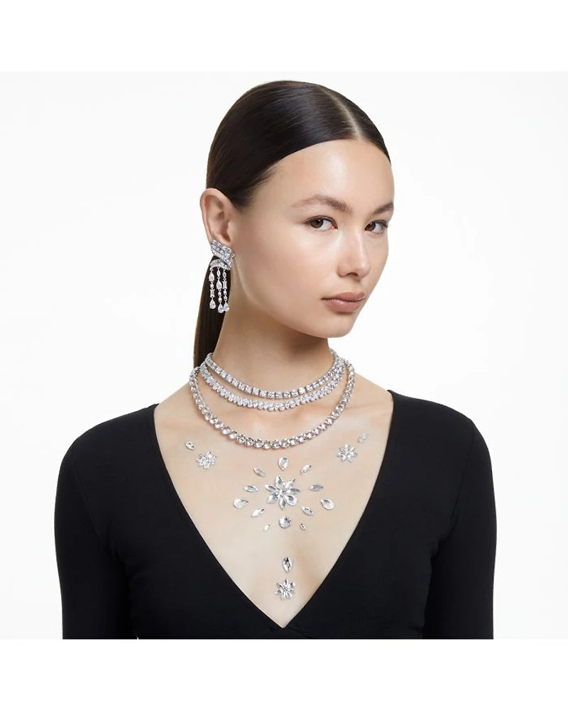 Matrix Square Cut All Around Collar Necklace in Rhodium Plated, 14.87"-16.5"