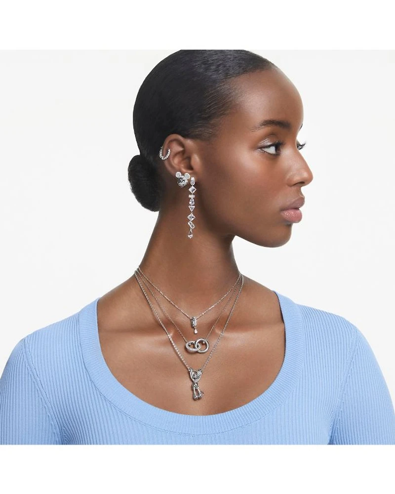Mesmera Mixed Cut Linear Drop Earrings in Rhodium Plated