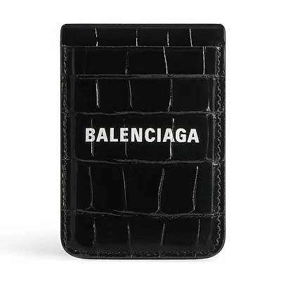 Balenciaga Cash Magnet Card Holder Crocodile Embossed