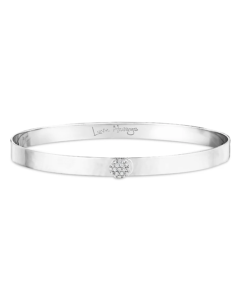Phillips House 14K White Gold Affair Diamond Hammered Infinity Love Always Bangle Bracelet