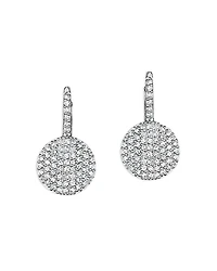 Phillips House 14K White Gold Affair Diamond Pave Small Disc Leverback Drop Earrings