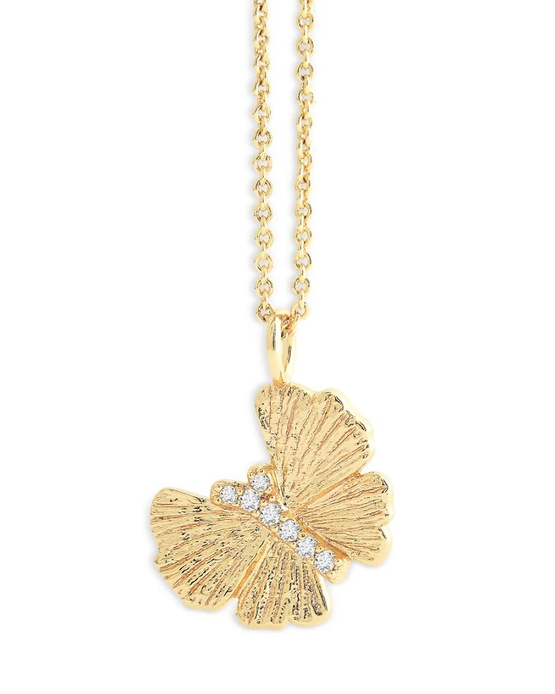 Pavé Butterfly Pendant Necklace in 18K Gold Plated