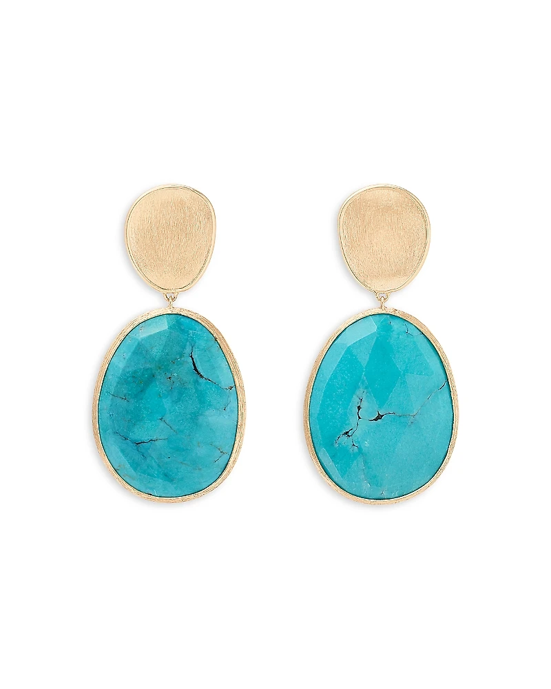 Marco Bicego 18K Yellow Gold Lunaria Turquoise Stone Drop Earrings