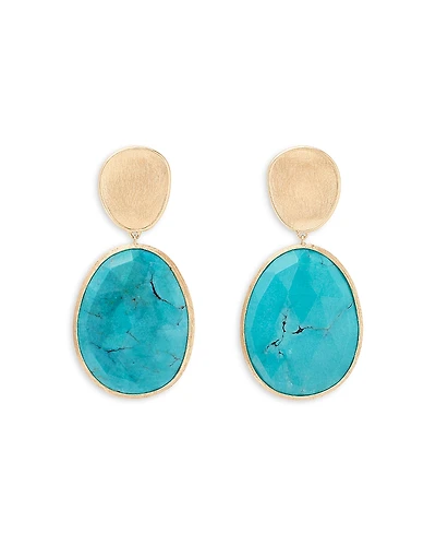 Marco Bicego 18K Yellow Gold Lunaria Turquoise Stone Drop Earrings