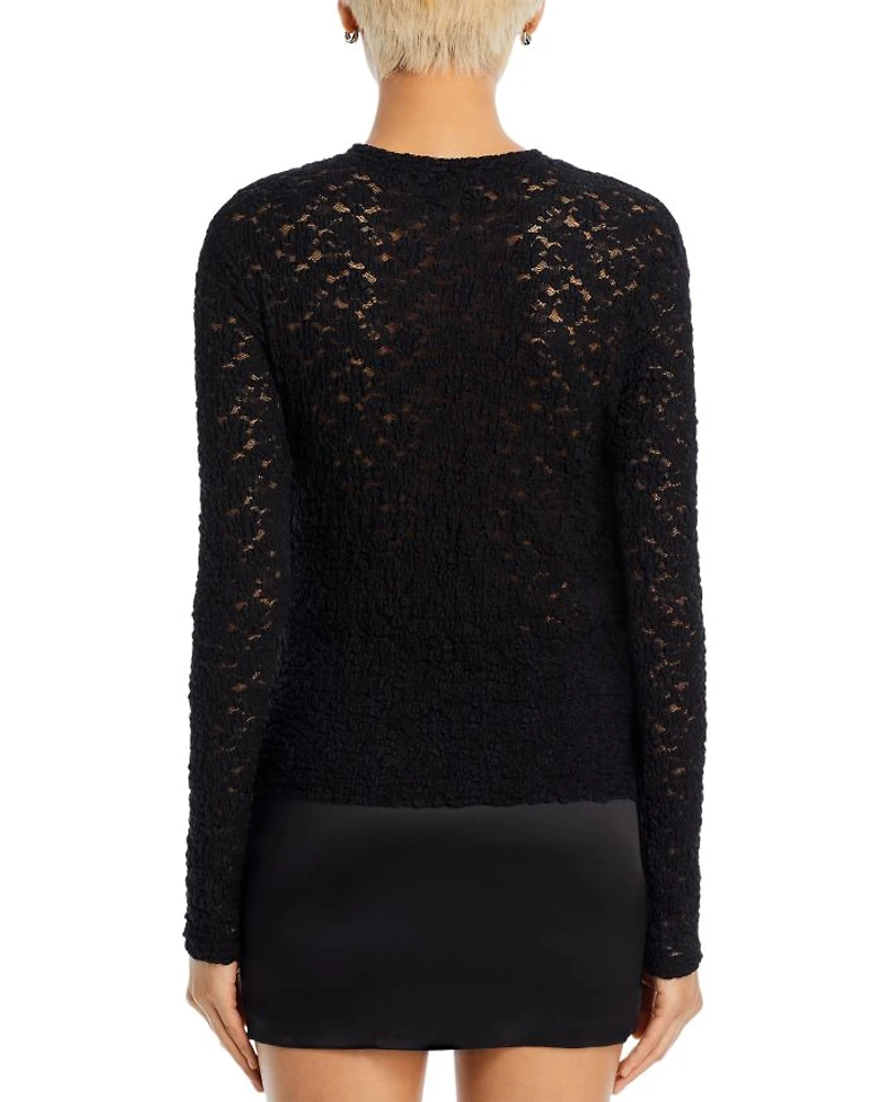 Puckered Lace Long Sleeve Top - Exclusive