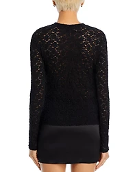 Puckered Lace Long Sleeve Top - Exclusive
