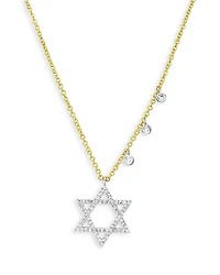 4K White & Yellow Gold Diamond Star of David Pendant Necklace, 18"