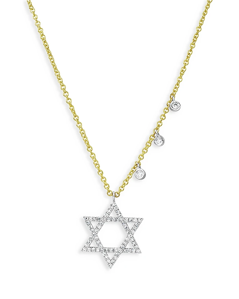 Meira T 14K White & Yellow Gold Diamond Star of David Pendant Necklace