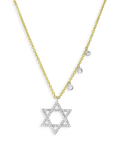 Meira T 14K White & Yellow Gold Diamond Star of David Pendant Necklace