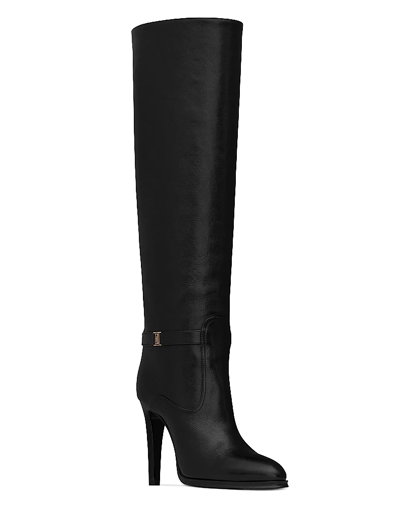 Saint Laurent Women's Diane Buckle Knee-High Boots
