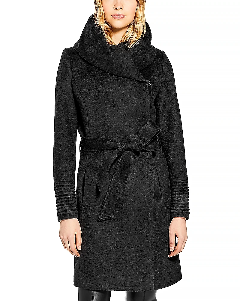 Sentaler Hooded Mid Length Wrap Coat