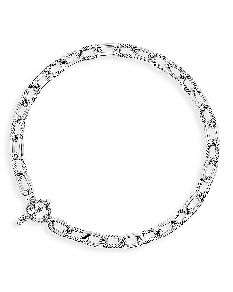 David Yurman Sterling Silver Dy Madison Diamond Chain Link Necklace, 18