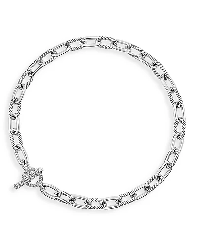 David Yurman Sterling Silver Dy Madison Diamond Chain Link Necklace, 18