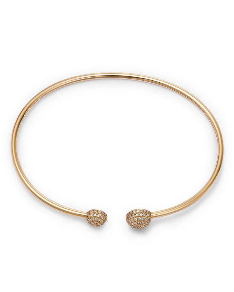 Diamond Pavé Cuff Bangle Bracelet in 14K Yellow Gold, 0.30 tcw