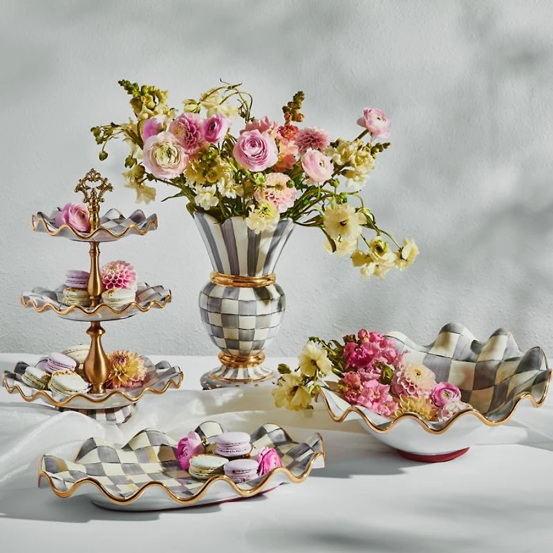 Sterling Check Three Tier Sweet Stand
