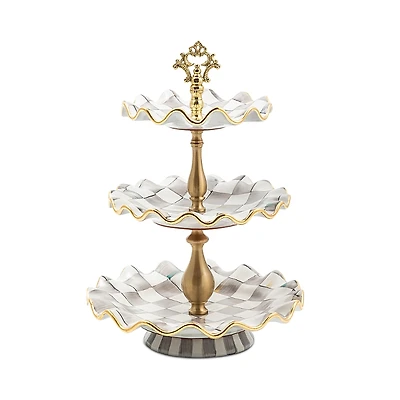 Mackenzie-Childs Sterling Check Three Tier Sweet Stand
