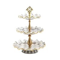 Mackenzie-Childs Sterling Check Three Tier Sweet Stand