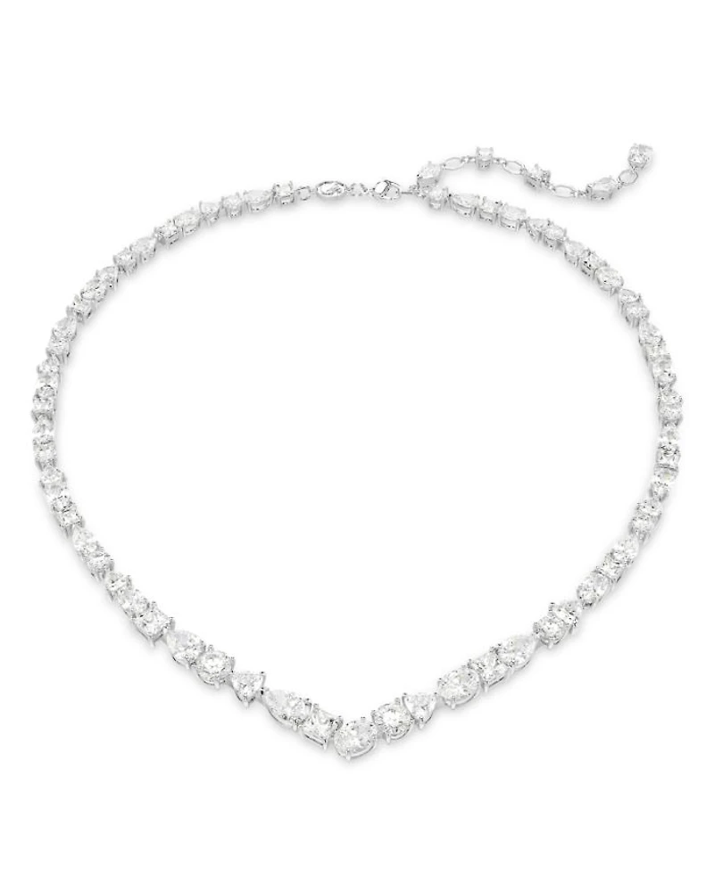 Mesmera Mixed Cut Crystal Necklace in Rhodium Plated, 15"