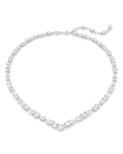 Mesmera Mixed Cut Crystal Necklace in Rhodium Plated, 15"