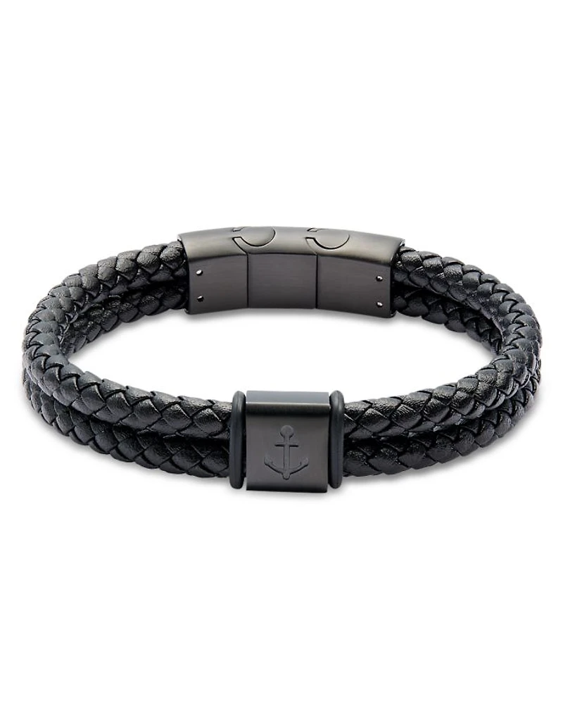 Anchor Braided Leather Bracelet