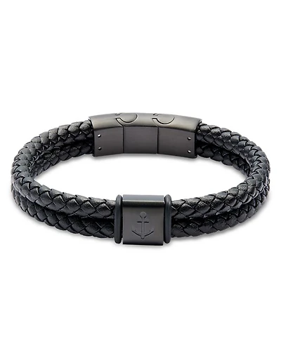 Anchor Braided Leather Bracelet