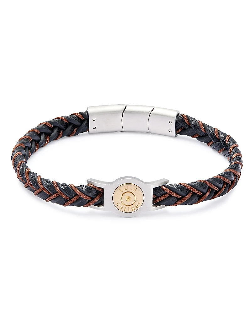 Link Up Two Tone Braided Rope & Leather Bracelet