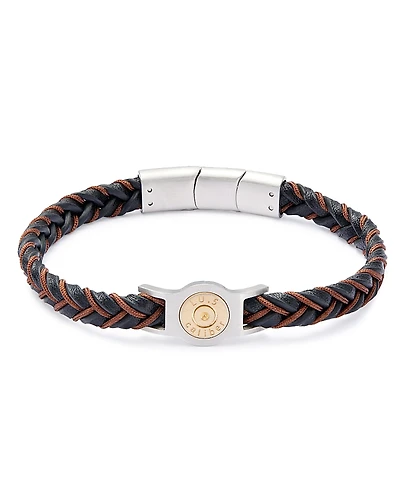 Link Up Two Tone Braided Rope & Leather Bracelet