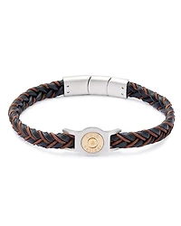 Link Up Two Tone Braided Rope & Leather Bracelet