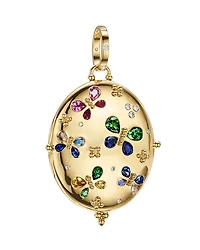 Temple St. Clair 18K Yellow Gold Butterfly Multi Gemstone & Diamond Oval Locket Pendant