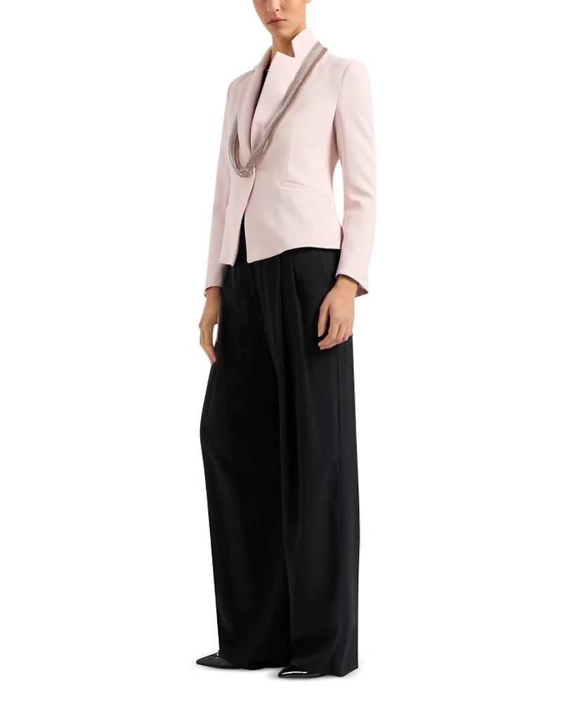 One Button Crepe Blazer